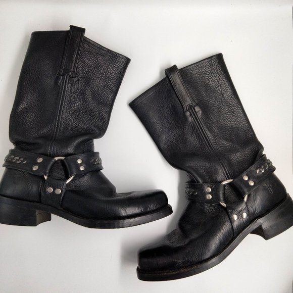 Frye 2r Chain Harness Boots Black Made 